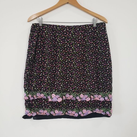 Y2K Focus By Shani Floral Embroidered Skirt Size 16 Fairy Grunge Boho Cottage - Picture 1 of 7